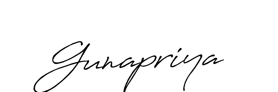 Use a signature maker to create a handwritten signature online. With this signature software, you can design (Antro_Vectra_Bolder) your own signature for name Gunapriya. Gunapriya signature style 7 images and pictures png