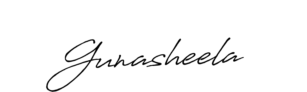 Make a beautiful signature design for name Gunasheela. With this signature (Antro_Vectra_Bolder) style, you can create a handwritten signature for free. Gunasheela signature style 7 images and pictures png
