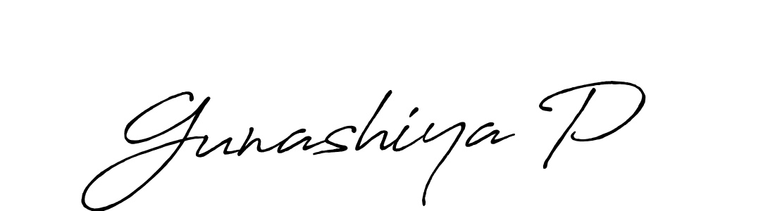 How to make Gunashiya P name signature. Use Antro_Vectra_Bolder style for creating short signs online. This is the latest handwritten sign. Gunashiya P signature style 7 images and pictures png