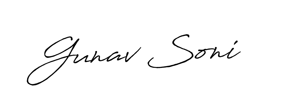 Gunav Soni stylish signature style. Best Handwritten Sign (Antro_Vectra_Bolder) for my name. Handwritten Signature Collection Ideas for my name Gunav Soni. Gunav Soni signature style 7 images and pictures png