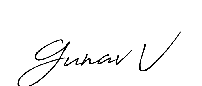 Similarly Antro_Vectra_Bolder is the best handwritten signature design. Signature creator online .You can use it as an online autograph creator for name Gunav V. Gunav V signature style 7 images and pictures png