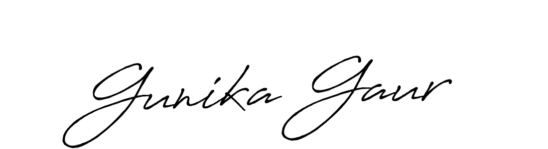 How to make Gunika Gaur name signature. Use Antro_Vectra_Bolder style for creating short signs online. This is the latest handwritten sign. Gunika Gaur signature style 7 images and pictures png