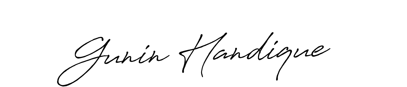 Create a beautiful signature design for name Gunin Handique. With this signature (Antro_Vectra_Bolder) fonts, you can make a handwritten signature for free. Gunin Handique signature style 7 images and pictures png