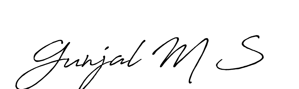 if you are searching for the best signature style for your name Gunjal M S. so please give up your signature search. here we have designed multiple signature styles  using Antro_Vectra_Bolder. Gunjal M S signature style 7 images and pictures png