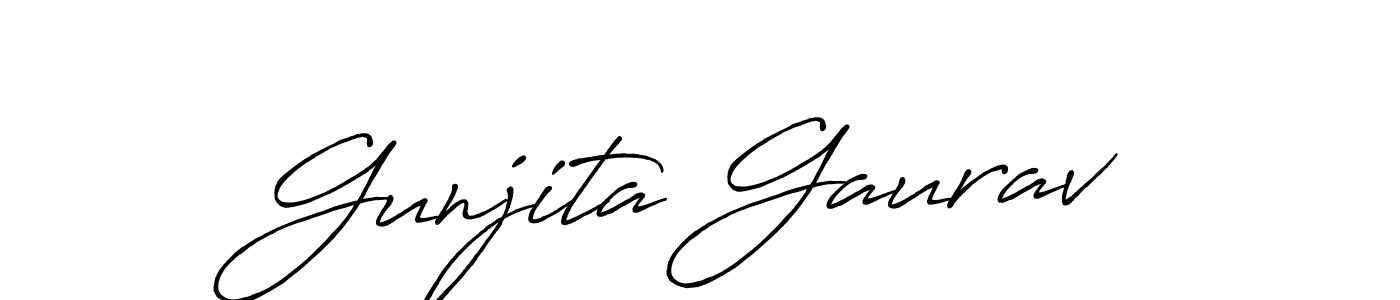 Also we have Gunjita Gaurav name is the best signature style. Create professional handwritten signature collection using Antro_Vectra_Bolder autograph style. Gunjita Gaurav signature style 7 images and pictures png