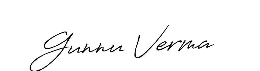 Make a beautiful signature design for name Gunnu Verma. With this signature (Antro_Vectra_Bolder) style, you can create a handwritten signature for free. Gunnu Verma signature style 7 images and pictures png