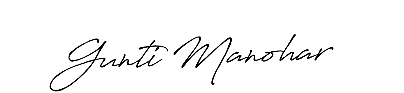 Create a beautiful signature design for name Gunti Manohar. With this signature (Antro_Vectra_Bolder) fonts, you can make a handwritten signature for free. Gunti Manohar signature style 7 images and pictures png