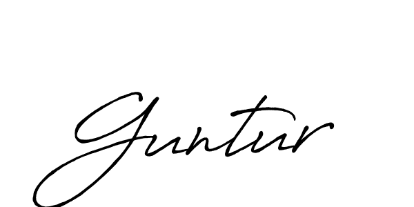 Guntur stylish signature style. Best Handwritten Sign (Antro_Vectra_Bolder) for my name. Handwritten Signature Collection Ideas for my name Guntur. Guntur signature style 7 images and pictures png