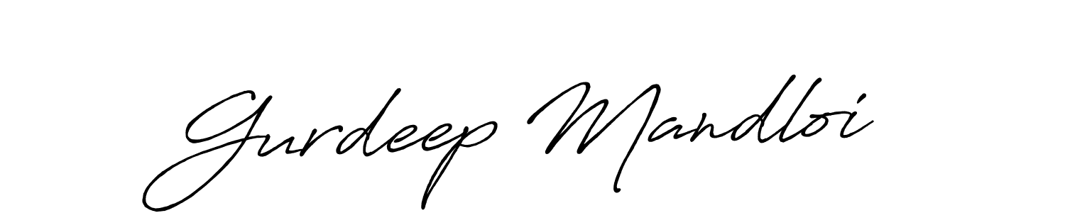 How to make Gurdeep Mandloi name signature. Use Antro_Vectra_Bolder style for creating short signs online. This is the latest handwritten sign. Gurdeep Mandloi signature style 7 images and pictures png