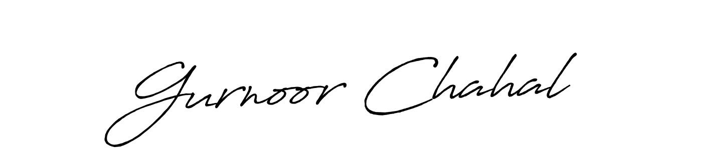 How to make Gurnoor Chahal name signature. Use Antro_Vectra_Bolder style for creating short signs online. This is the latest handwritten sign. Gurnoor Chahal signature style 7 images and pictures png