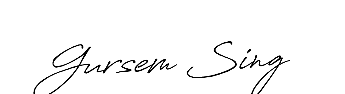 How to make Gursem Sing name signature. Use Antro_Vectra_Bolder style for creating short signs online. This is the latest handwritten sign. Gursem Sing signature style 7 images and pictures png