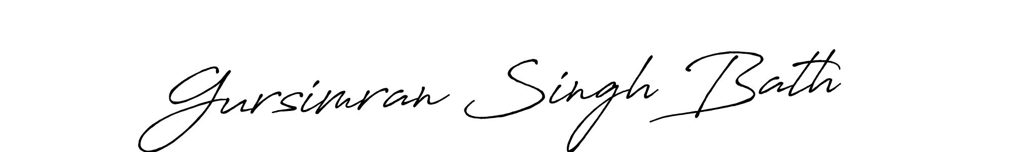 Make a beautiful signature design for name Gursimran Singh Bath. With this signature (Antro_Vectra_Bolder) style, you can create a handwritten signature for free. Gursimran Singh Bath signature style 7 images and pictures png