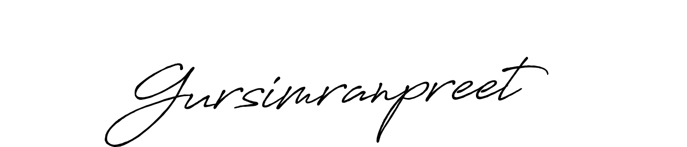 Make a beautiful signature design for name Gursimranpreet. With this signature (Antro_Vectra_Bolder) style, you can create a handwritten signature for free. Gursimranpreet signature style 7 images and pictures png