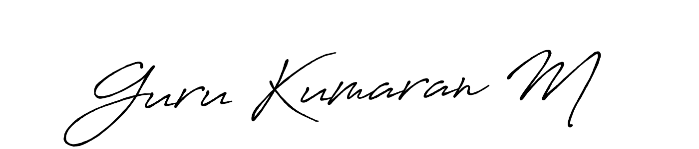 How to make Guru Kumaran M name signature. Use Antro_Vectra_Bolder style for creating short signs online. This is the latest handwritten sign. Guru Kumaran M signature style 7 images and pictures png