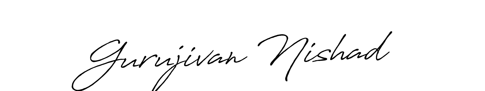 The best way (Antro_Vectra_Bolder) to make a short signature is to pick only two or three words in your name. The name Gurujivan Nishad include a total of six letters. For converting this name. Gurujivan Nishad signature style 7 images and pictures png