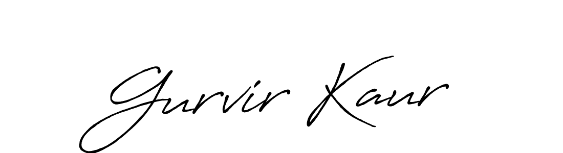 How to make Gurvir Kaur name signature. Use Antro_Vectra_Bolder style for creating short signs online. This is the latest handwritten sign. Gurvir Kaur signature style 7 images and pictures png