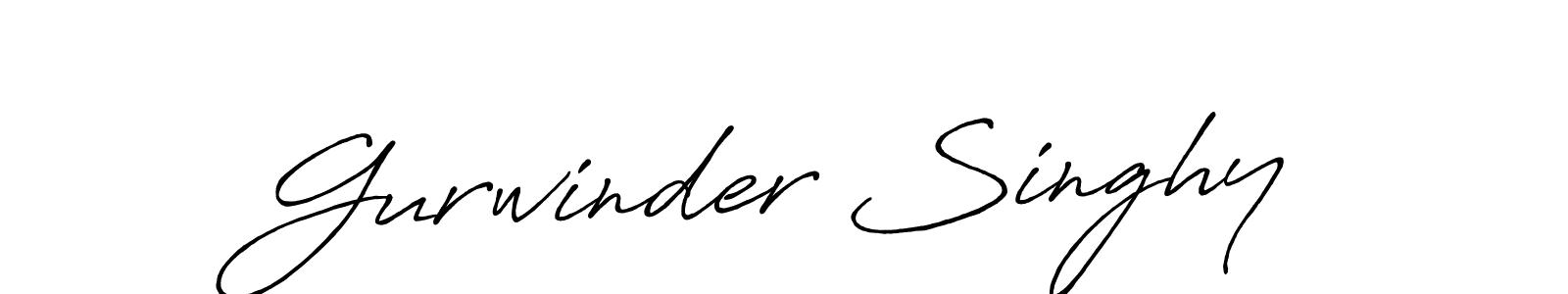 Create a beautiful signature design for name Gurwinder Singhy. With this signature (Antro_Vectra_Bolder) fonts, you can make a handwritten signature for free. Gurwinder Singhy signature style 7 images and pictures png