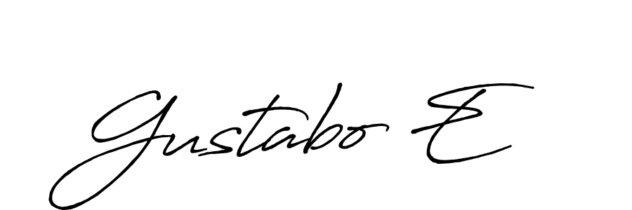 How to make Gustabo E name signature. Use Antro_Vectra_Bolder style for creating short signs online. This is the latest handwritten sign. Gustabo E signature style 7 images and pictures png