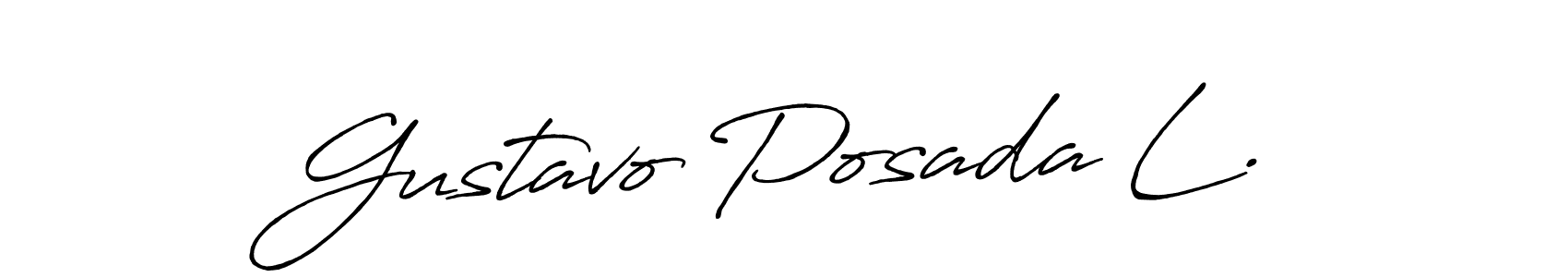 Create a beautiful signature design for name Gustavo Posada L.. With this signature (Antro_Vectra_Bolder) fonts, you can make a handwritten signature for free. Gustavo Posada L. signature style 7 images and pictures png