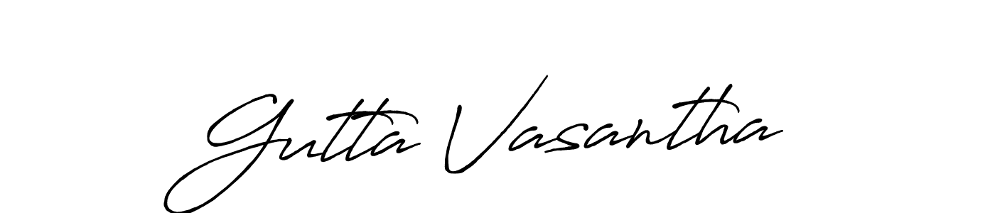 Make a beautiful signature design for name Gutta Vasantha. With this signature (Antro_Vectra_Bolder) style, you can create a handwritten signature for free. Gutta Vasantha signature style 7 images and pictures png