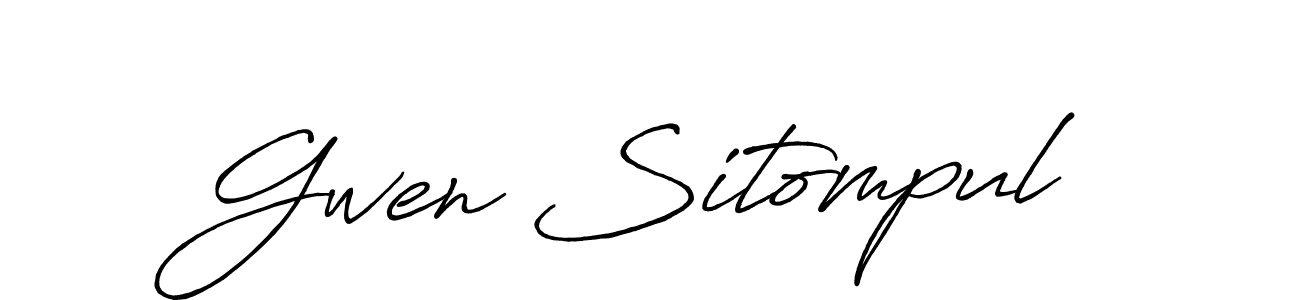 You should practise on your own different ways (Antro_Vectra_Bolder) to write your name (Gwen Sitompul) in signature. don't let someone else do it for you. Gwen Sitompul signature style 7 images and pictures png