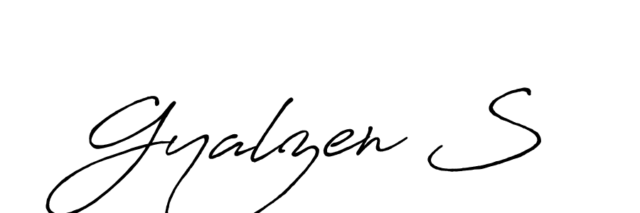 Use a signature maker to create a handwritten signature online. With this signature software, you can design (Antro_Vectra_Bolder) your own signature for name Gyalzen S. Gyalzen S signature style 7 images and pictures png