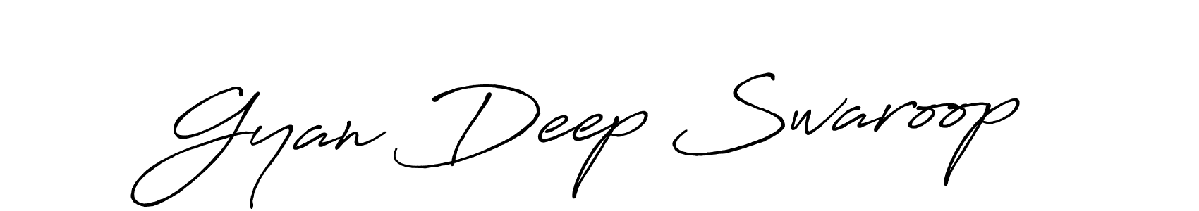 Create a beautiful signature design for name Gyan Deep Swaroop. With this signature (Antro_Vectra_Bolder) fonts, you can make a handwritten signature for free. Gyan Deep Swaroop signature style 7 images and pictures png