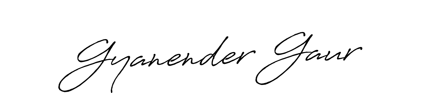 How to make Gyanender Gaur name signature. Use Antro_Vectra_Bolder style for creating short signs online. This is the latest handwritten sign. Gyanender Gaur signature style 7 images and pictures png