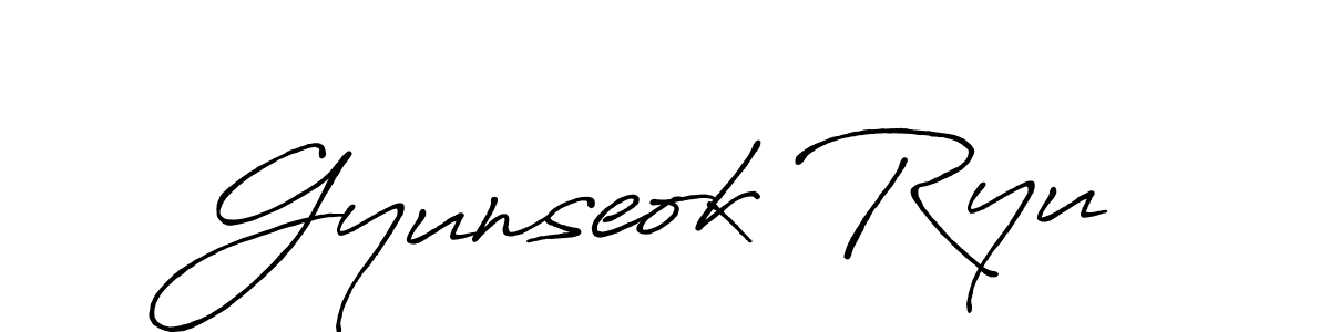 You should practise on your own different ways (Antro_Vectra_Bolder) to write your name (Gyunseok Ryu) in signature. don't let someone else do it for you. Gyunseok Ryu signature style 7 images and pictures png