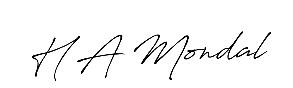 The best way (Antro_Vectra_Bolder) to make a short signature is to pick only two or three words in your name. The name H A Mondal include a total of six letters. For converting this name. H A Mondal signature style 7 images and pictures png