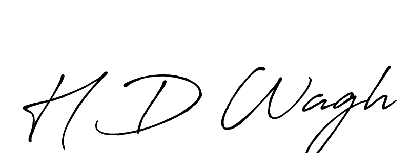 How to make H D Wagh name signature. Use Antro_Vectra_Bolder style for creating short signs online. This is the latest handwritten sign. H D Wagh signature style 7 images and pictures png