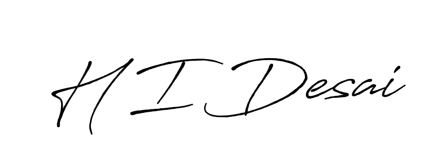 Use a signature maker to create a handwritten signature online. With this signature software, you can design (Antro_Vectra_Bolder) your own signature for name H I Desai. H I Desai signature style 7 images and pictures png