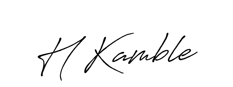 Also we have H Kamble name is the best signature style. Create professional handwritten signature collection using Antro_Vectra_Bolder autograph style. H Kamble signature style 7 images and pictures png