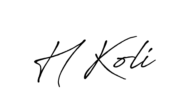 if you are searching for the best signature style for your name H Koli. so please give up your signature search. here we have designed multiple signature styles  using Antro_Vectra_Bolder. H Koli signature style 7 images and pictures png