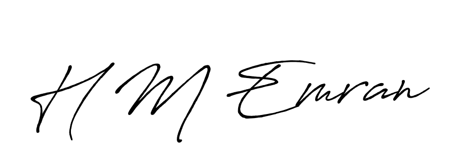 The best way (Antro_Vectra_Bolder) to make a short signature is to pick only two or three words in your name. The name H M Emran include a total of six letters. For converting this name. H M Emran signature style 7 images and pictures png