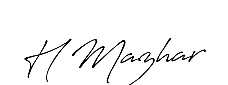 How to make H Mazhar name signature. Use Antro_Vectra_Bolder style for creating short signs online. This is the latest handwritten sign. H Mazhar signature style 7 images and pictures png