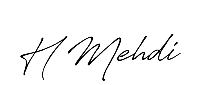 How to make H Mehdi name signature. Use Antro_Vectra_Bolder style for creating short signs online. This is the latest handwritten sign. H Mehdi signature style 7 images and pictures png