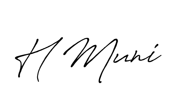 Make a beautiful signature design for name H Muni. With this signature (Antro_Vectra_Bolder) style, you can create a handwritten signature for free. H Muni signature style 7 images and pictures png