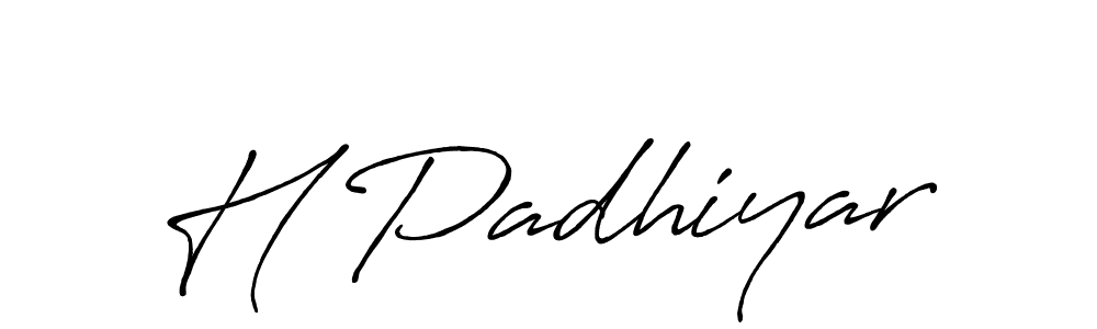 Use a signature maker to create a handwritten signature online. With this signature software, you can design (Antro_Vectra_Bolder) your own signature for name H Padhiyar. H Padhiyar signature style 7 images and pictures png