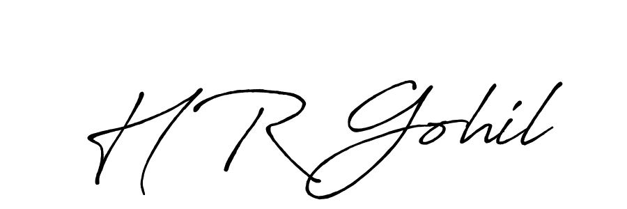 How to make H R Gohil name signature. Use Antro_Vectra_Bolder style for creating short signs online. This is the latest handwritten sign. H R Gohil signature style 7 images and pictures png