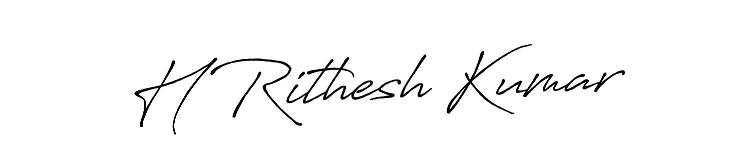 Use a signature maker to create a handwritten signature online. With this signature software, you can design (Antro_Vectra_Bolder) your own signature for name H Rithesh Kumar. H Rithesh Kumar signature style 7 images and pictures png
