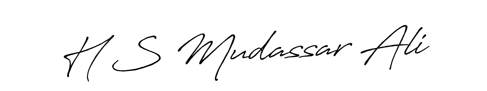 H S Mudassar Ali stylish signature style. Best Handwritten Sign (Antro_Vectra_Bolder) for my name. Handwritten Signature Collection Ideas for my name H S Mudassar Ali. H S Mudassar Ali signature style 7 images and pictures png
