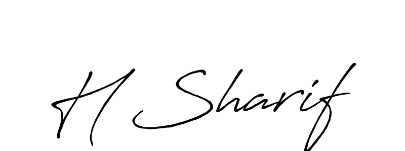 Design your own signature with our free online signature maker. With this signature software, you can create a handwritten (Antro_Vectra_Bolder) signature for name H Sharif. H Sharif signature style 7 images and pictures png