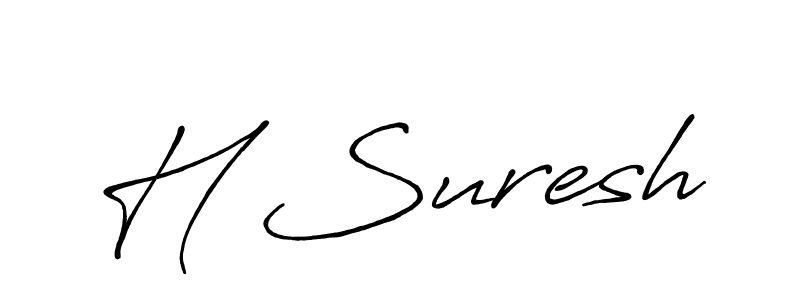 The best way (Antro_Vectra_Bolder) to make a short signature is to pick only two or three words in your name. The name H Suresh include a total of six letters. For converting this name. H Suresh signature style 7 images and pictures png