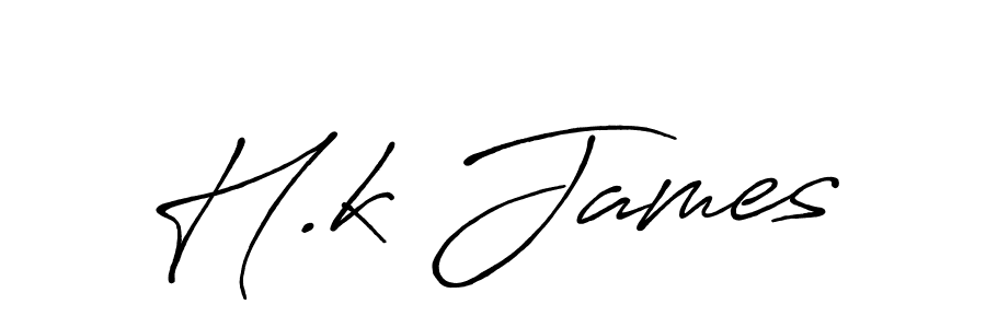 The best way (Antro_Vectra_Bolder) to make a short signature is to pick only two or three words in your name. The name H.k James include a total of six letters. For converting this name. H.k James signature style 7 images and pictures png