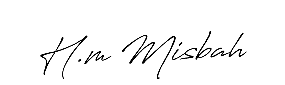 How to make H.m Misbah name signature. Use Antro_Vectra_Bolder style for creating short signs online. This is the latest handwritten sign. H.m Misbah signature style 7 images and pictures png