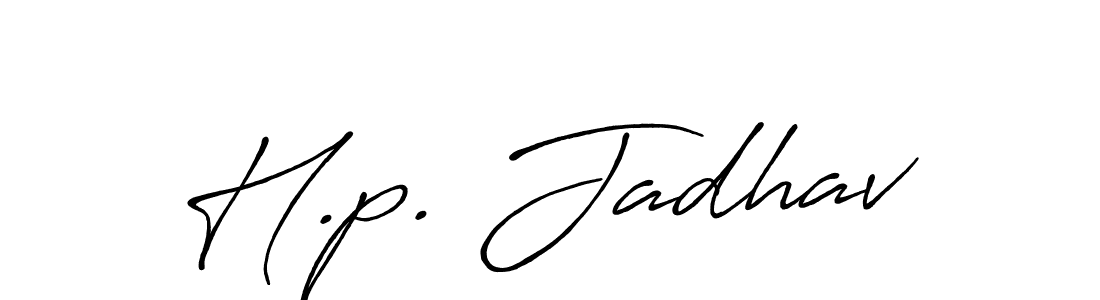 Create a beautiful signature design for name H.p. Jadhav. With this signature (Antro_Vectra_Bolder) fonts, you can make a handwritten signature for free. H.p. Jadhav signature style 7 images and pictures png
