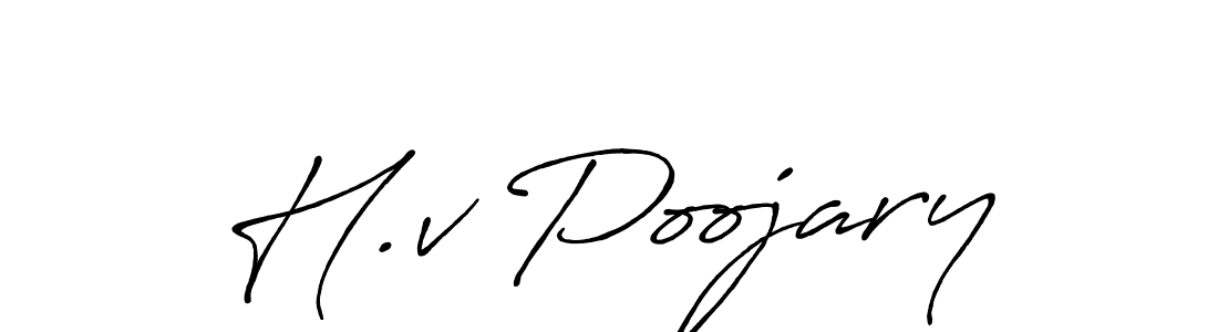 H.v Poojary stylish signature style. Best Handwritten Sign (Antro_Vectra_Bolder) for my name. Handwritten Signature Collection Ideas for my name H.v Poojary. H.v Poojary signature style 7 images and pictures png