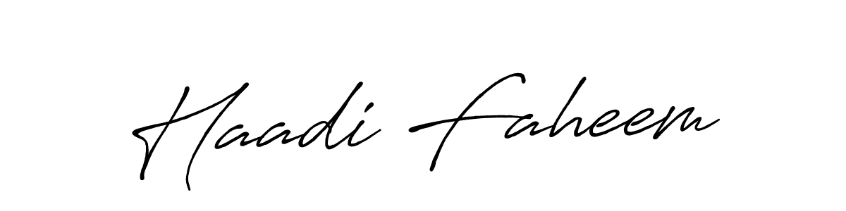 Make a beautiful signature design for name Haadi Faheem. With this signature (Antro_Vectra_Bolder) style, you can create a handwritten signature for free. Haadi Faheem signature style 7 images and pictures png