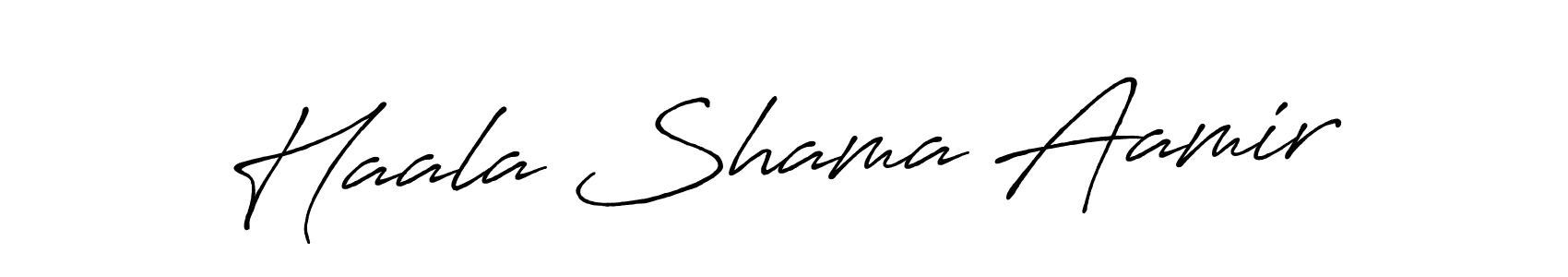 Create a beautiful signature design for name Haala Shama Aamir. With this signature (Antro_Vectra_Bolder) fonts, you can make a handwritten signature for free. Haala Shama Aamir signature style 7 images and pictures png